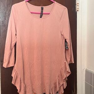 Design Lab Dusty Rose Ruffle Tunic